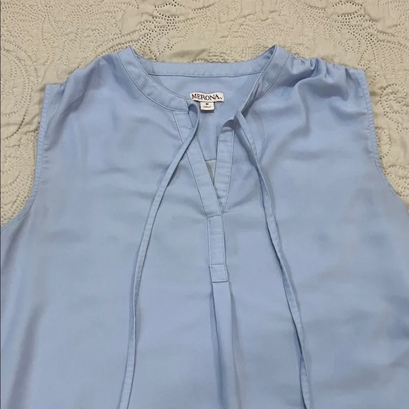 Merona Light Blue Sleeveless Midi Dress with Navy Leaf Print - Picture 6 of 11